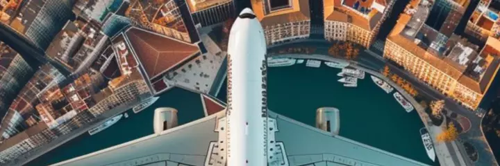 plane above the city