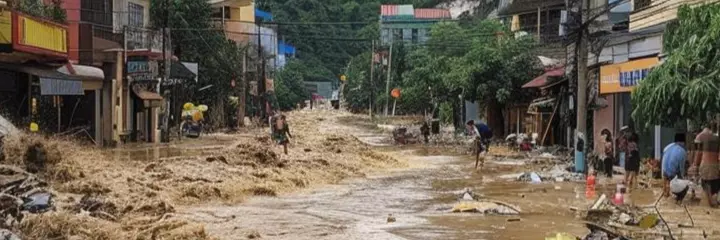 The street is heavily flooded