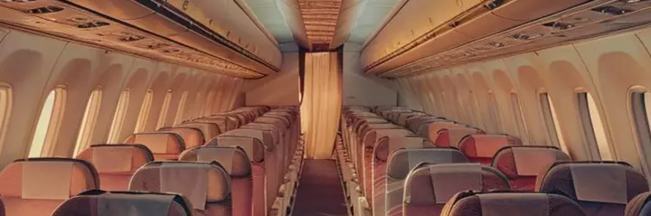 Empty airplane cabin