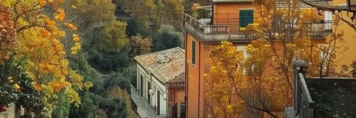 Narrow street in autumn