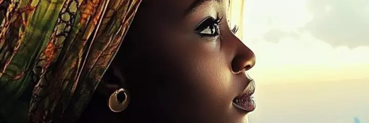 African American woman on a plane
