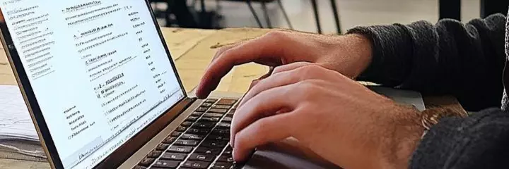 A man typing on a laptop