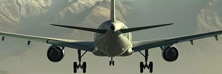 The plane takes off