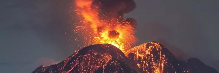 The volcano is erupting