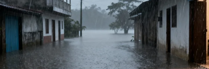 The street is heavily flooded