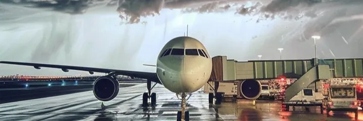 Dark clouds above the plane