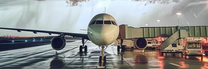 Dark clouds above the plane