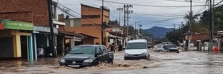 The street is heavily flooded